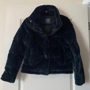 A&F Black Faux Fur Jacket